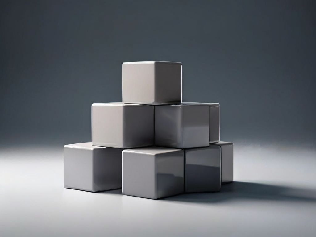 Compact archive blocks with limit markers and sealed distribution trays on a matte gray surface.